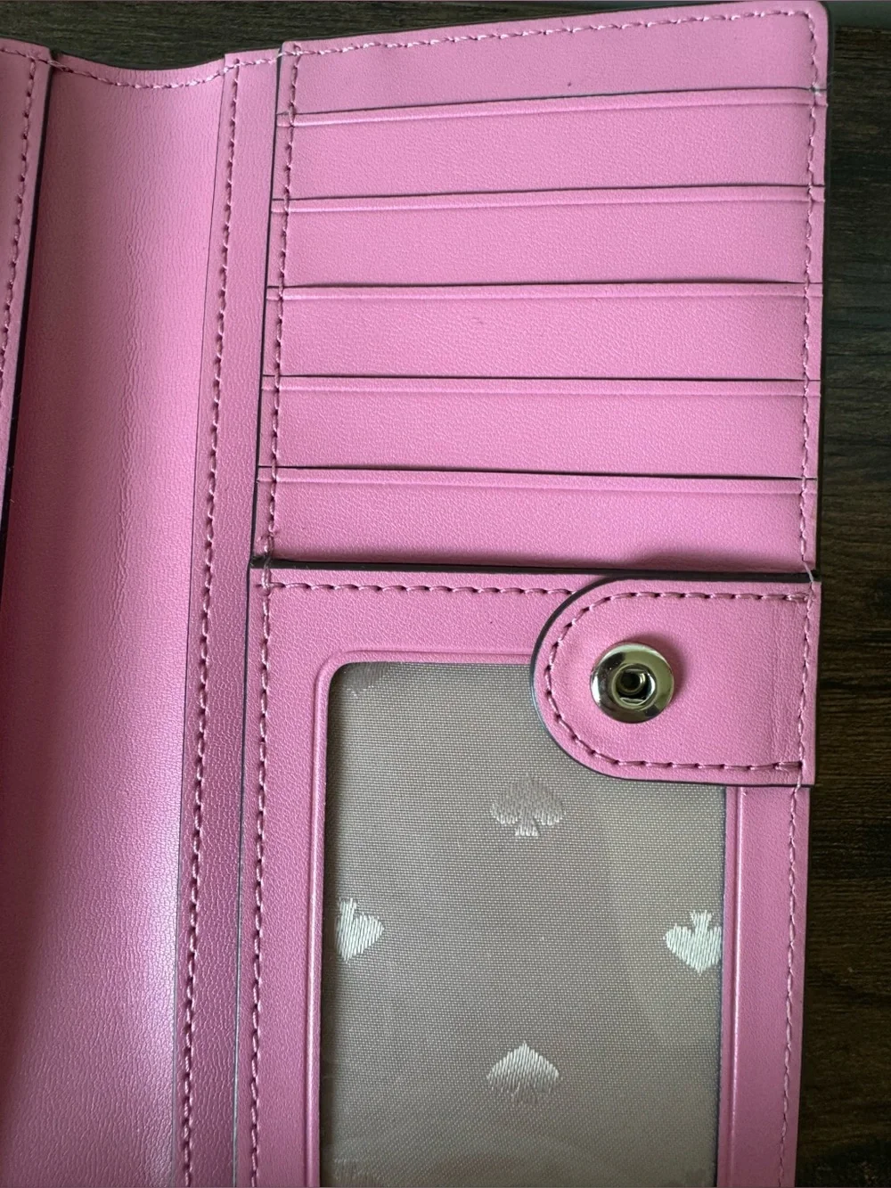 Kate Spade Pink Continental Snap Wallet Card Holder ID Zip Pocket